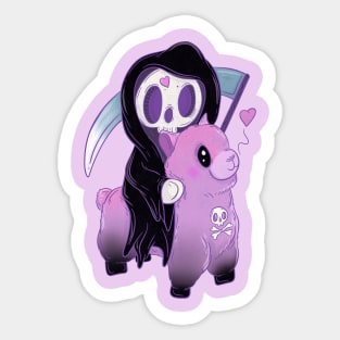 Death rode in on a pink lama Sticker